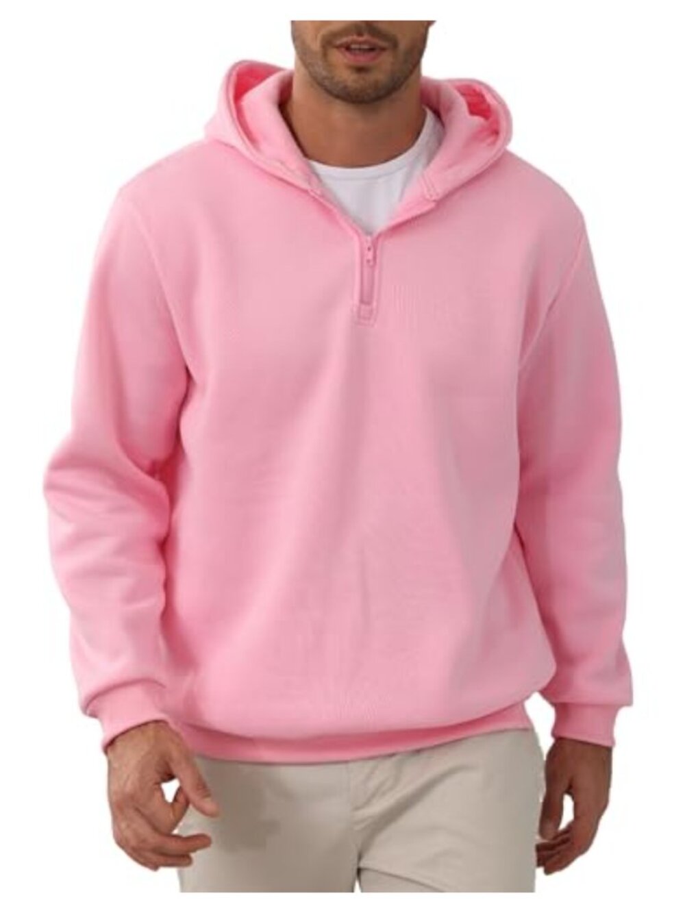 Men's Quarter Zip Hoodie Fleece Lightweight Pullover Long Sleeve